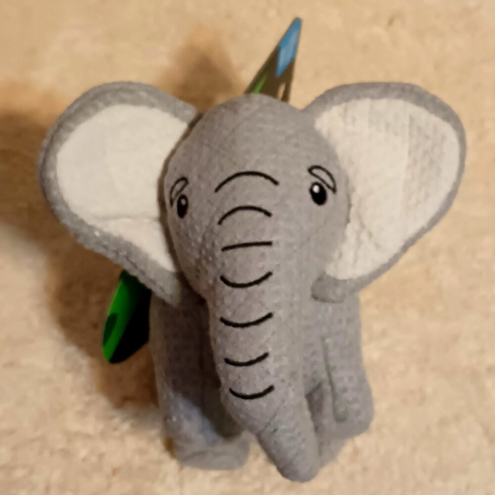 NWT~ Grrreen Plush Elephant Dog Toy with a Squeaker & Crinkle Ears, Medium